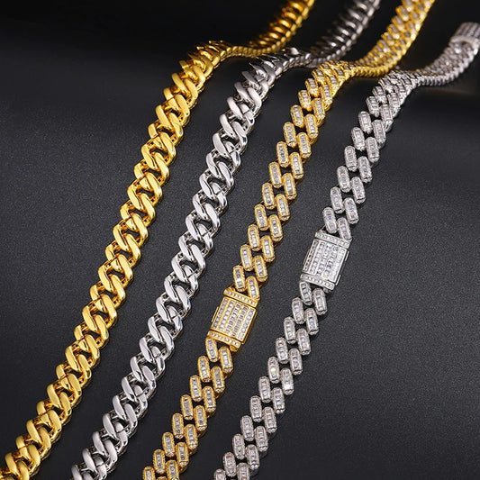 Baguette Cuban Link Chain (12 mm) – 925 Sterling Silver