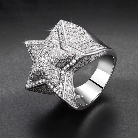 Diamond Star Ring – 925 Sterling Silver